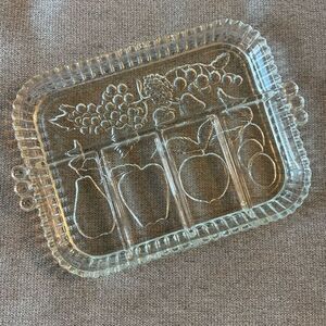 Indiana Glass Vintage Crystal Happenings 5 Part Fruit Relish Serving Tray